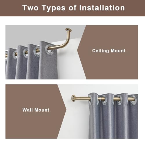YuMierle 2 Pack 1Inch Diameter Wrap Around Curtain Rods for windows 28-86 inch(2.3-7Ft), Splicing Adjustable Room Darking Drapery Rod with Aluminum Finials and Brackets,Antique Bronze - Image 3