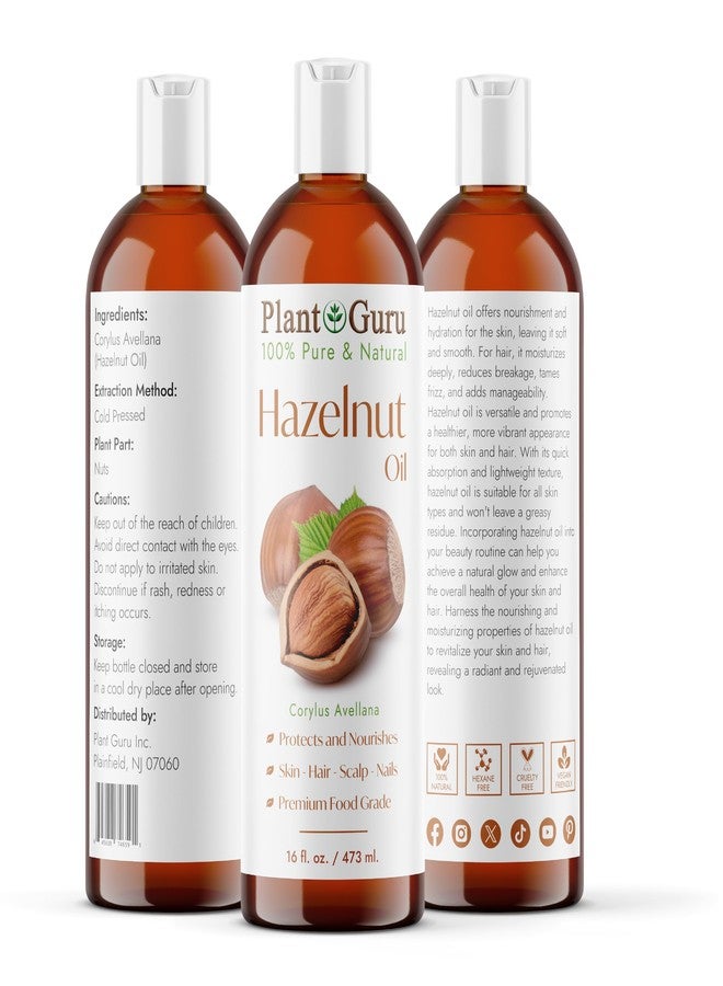 Plant Guru Hazelnut Oil 16 fl. oz. Cold Pressed 100% Pure Natural Carrier - Skin, Face, Body And Hair Growth Moisturizer. Great For DYI Cream, Lotions and Lip balm. - Image 2