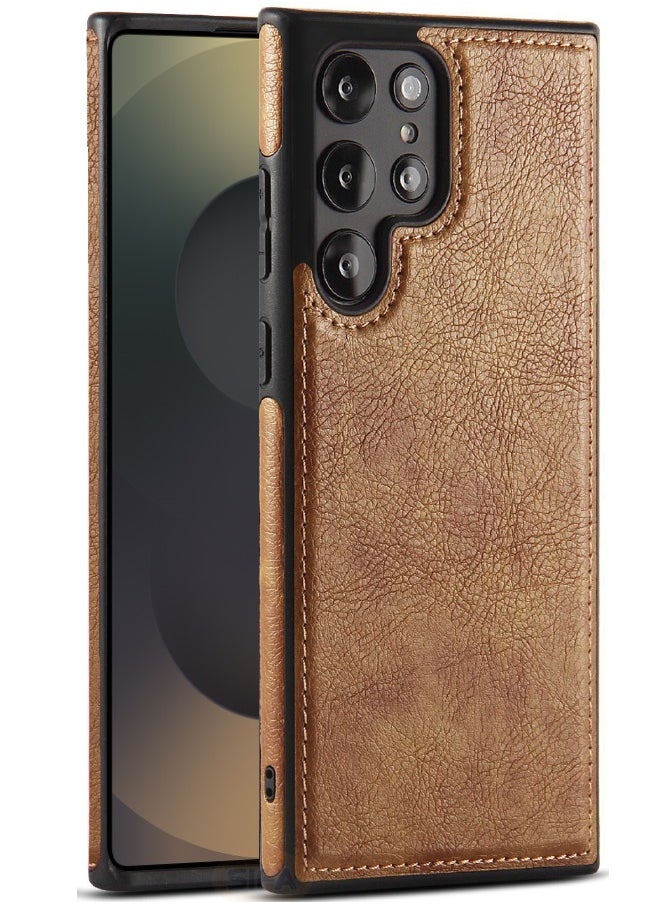 Mikki - Samsung Galaxy S25 Ultra Case, Vegan Leather Protective Case for S25 Ultra 6.9", Luxury, Elegant and Beautiful Design Cover, Non-Slip Vintage Looking Perfect Leather Cover (Brown) - Image 1