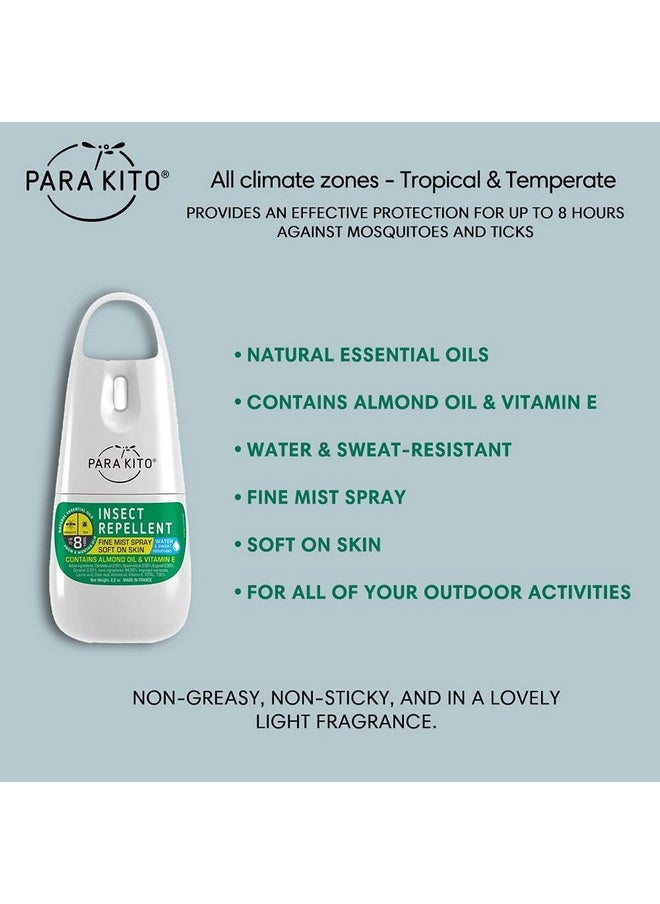 Para'Kito PARA'KITO Mosquito, Ticks & Insect Spray- DEET Free, Citronella Essential Oil, Water & Sweat Resistant, Mosquito Bite Protection in Camping, Hiking, Travel Outdoor Activities (2.2oz)  - Image 2