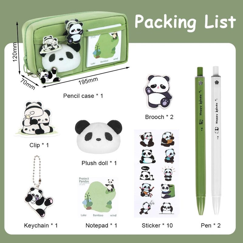 OFFCUP Pencil Case Capybara/Panda, Kawaii School Pencil Case with Handle, Large Capacity Pencil Bag Makeup Bag School Supplies for Girls Students, Panda-Improved Model, Label - Image 3