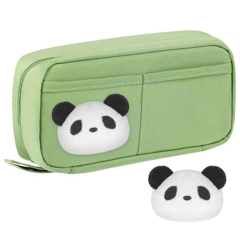 OFFCUP Pencil Case Capybara/Panda, Kawaii School Pencil Case with Handle, Large Capacity Pencil Bag Makeup Bag School Supplies for Girls Students, Panda-Improved Model, Label - Image 1