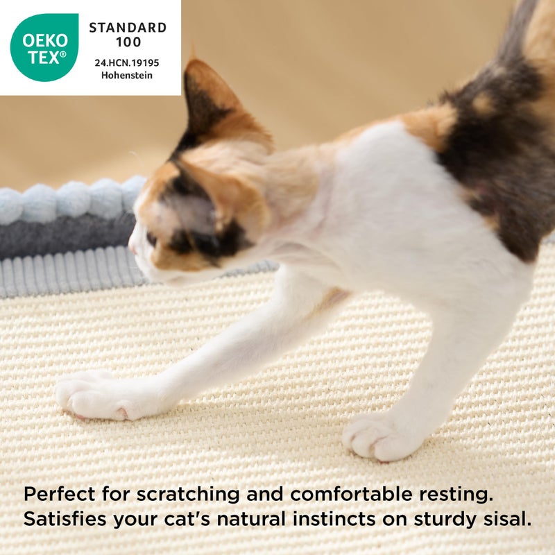 Bedsure Large Cat Beds for Indoor Cats - Extra Wide Cat House with Scratch Removable Top Sisal Pad for Multi Cats, Foldable Cave Hideaway for Entertainment, 23.6x15.9x12.6inches, Grey - Image 2