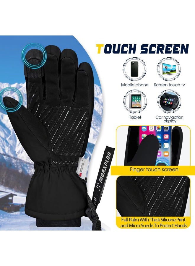 MORXPLOR Ski Snow Gloves for Men Women,3M Thinsulate Insulated Warm Winter Snowboard Gloves,Waterproof Windproof Winter Touchscreen Snowmobile Gloves for Cold Weather - Image 4