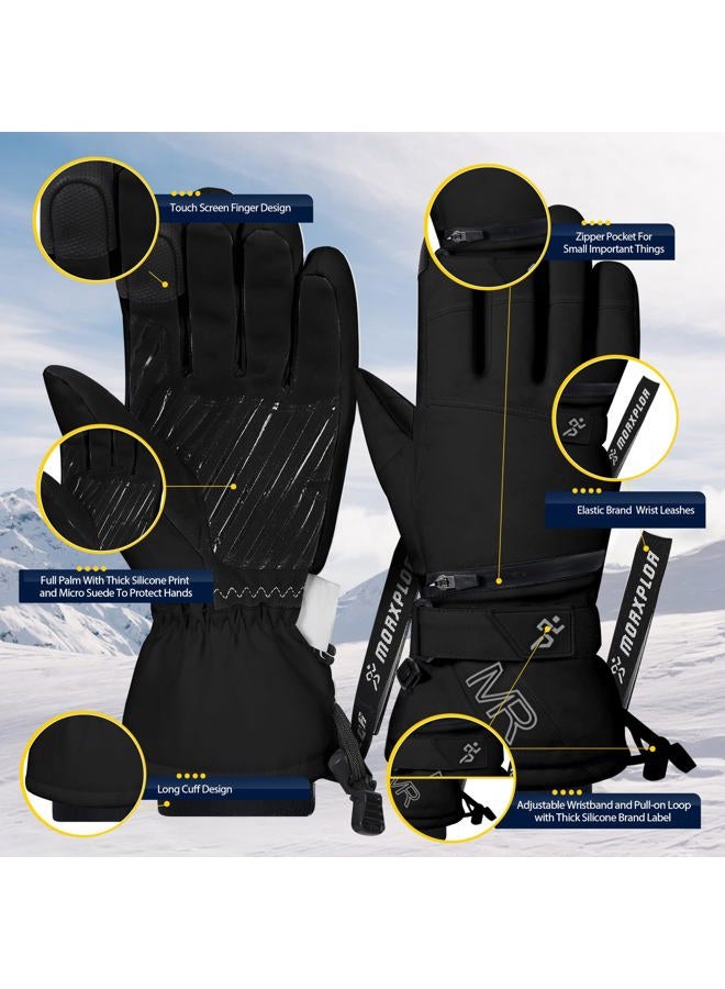 MORXPLOR Ski Snow Gloves for Men Women,3M Thinsulate Insulated Warm Winter Snowboard Gloves,Waterproof Windproof Winter Touchscreen Snowmobile Gloves for Cold Weather - Image 2