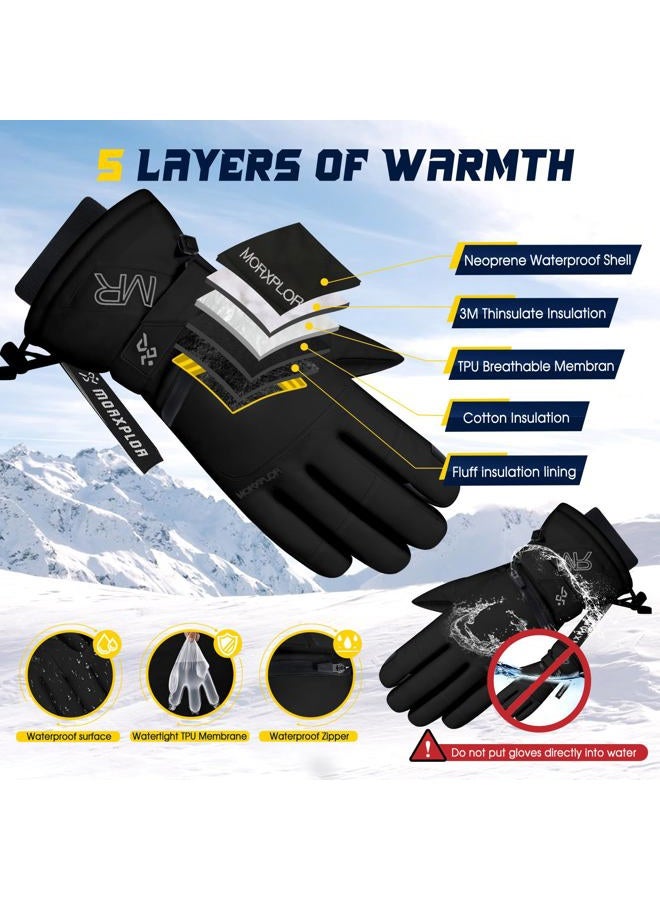 MORXPLOR Ski Snow Gloves for Men Women,3M Thinsulate Insulated Warm Winter Snowboard Gloves,Waterproof Windproof Winter Touchscreen Snowmobile Gloves for Cold Weather - Image 3