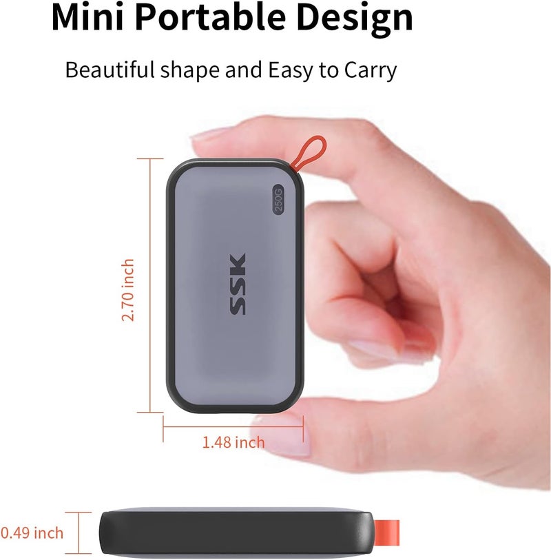 250GB Portable SSD External Solid State Hard Drive USB C Up to 1050MB/s | 10Gbps USB SSD External, 4K HDR ProRes, LED, USBA+C Cable, SMART, TRIM, OTG, Wide Compatible for iphone 15/16/17Pro - Image 5