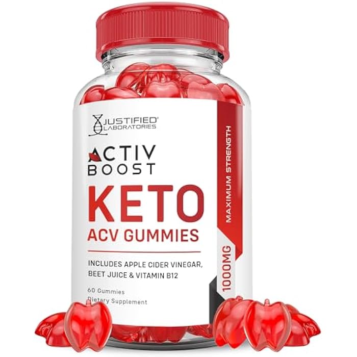 Justified Laboratories Activboost Keto 1000MG Apple Cider Vinegar Activ Boost Formulated with Pomegranate Beet Juice Powder B12 Vegan Non GMO 60 Gummies - Image 1