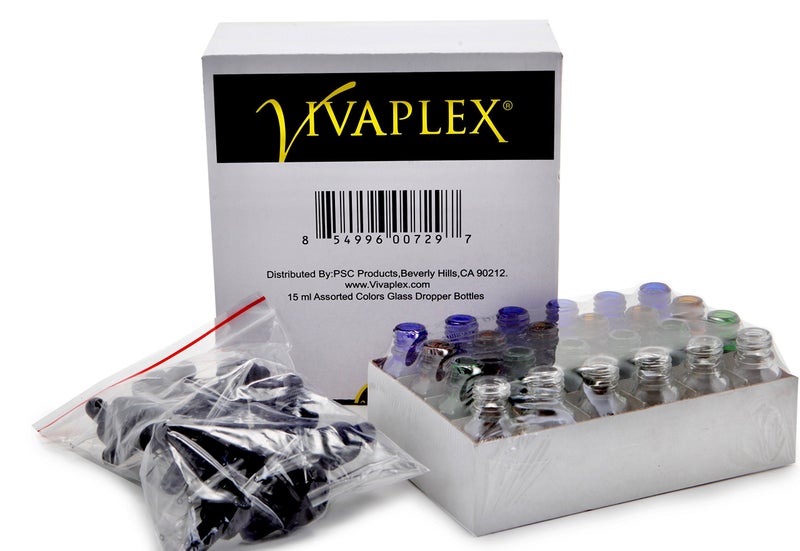 Vivaplex, 24, Assorted Colors, 15 Ml (1/2 Oz) Glass Bottles, With Glass Eye Droppers - Image 3
