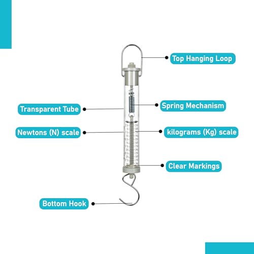 EISCO Newton Force Meter (3kg) Spring Balance Dynamometer, Dual Scale, High-Precision Tool for Measuring Force, Weight, Gravity, Tension & Mass in Science Projects & Physics Lab Experiments - Image 3