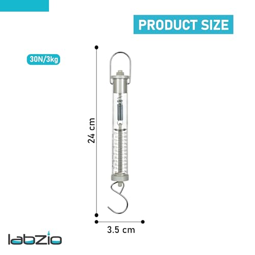 EISCO Newton Force Meter (3kg) Spring Balance Dynamometer, Dual Scale, High-Precision Tool for Measuring Force, Weight, Gravity, Tension & Mass in Science Projects & Physics Lab Experiments - Image 2