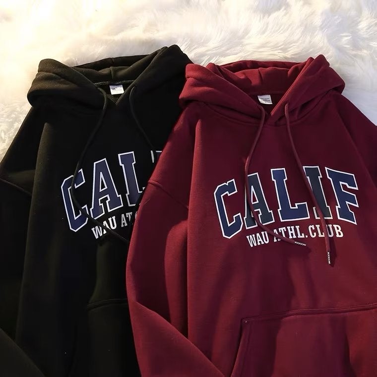 Autumn Winter Thick Fleece Hoodie Men Oversize Korean Loose Letter Sweatshirt White - Image 5