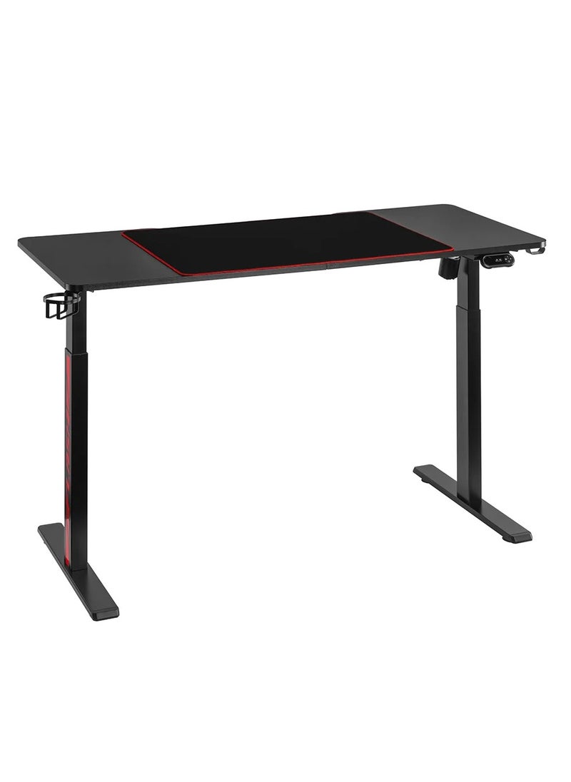 سكيل تك مكتب ألعاب SH GMD06 2 RGB مع إمكانية الجلوس والوقوف، مع تعديل كهربائي للارتفاع، وتأثيرات إضاءة LED، وسطح منحني، وخطاف سماعة رأس، وحامل أكواب، ولوحة ماوس - إعداد مريح للاعبي الكمبيوتر الشخصي  - Image 1