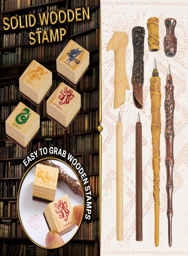 Harry Potter Stationary Set for Boys Girls with 4 Wand Pens Black Ink Marauders Map Hogwarts House Stamp Kit Cute School Supplies Gifts for Kids - Image 4