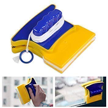 APURK Easy Clean Double Side Glass Window Glazed Cleaner Plastic Strong Magnetic Wiper Tool Brush with 2 Extra Cleaning Cotton Squeegee Multicolor - Image 2