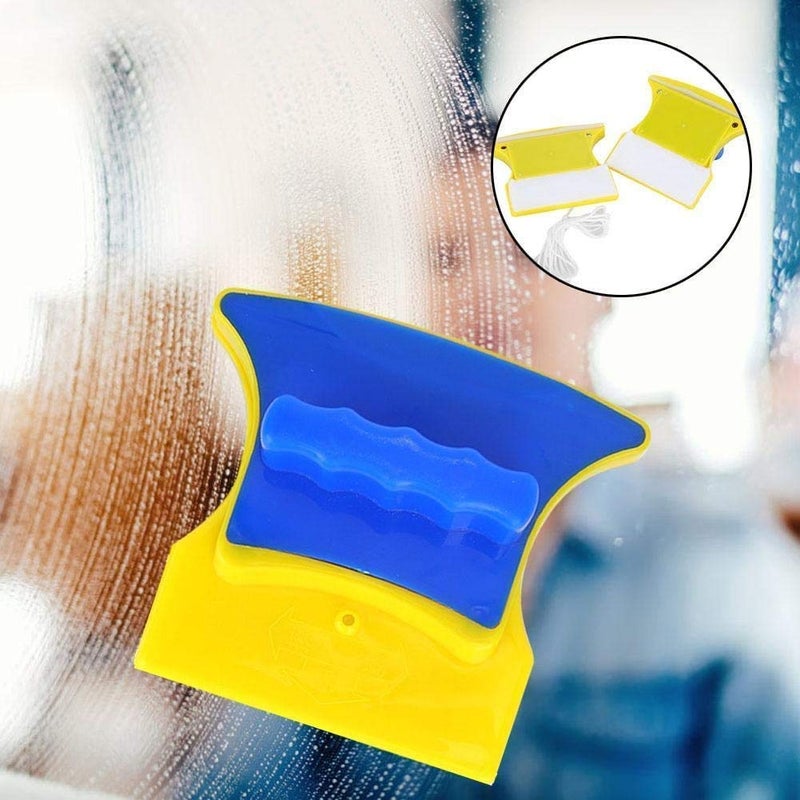 APURK Easy Clean Double Side Glass Window Glazed Cleaner Plastic Strong Magnetic Wiper Tool Brush with 2 Extra Cleaning Cotton Squeegee Multicolor - Image 5