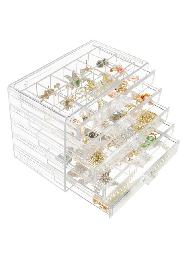 Weiai Clear Acrylic Jewelry Organizer, 90 Grids Adjustable Dividers Earrings Rings Storage Box - Image 1