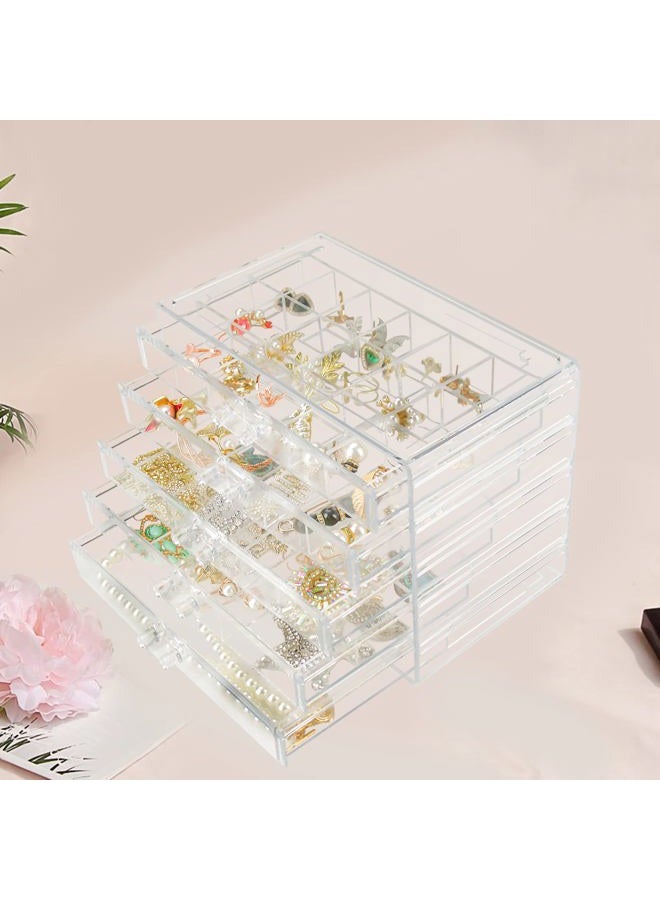 Weiai Clear Acrylic Jewelry Organizer, 90 Grids Adjustable Dividers Earrings Rings Storage Box - Image 2