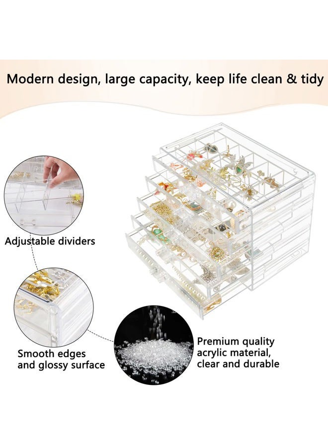 Weiai Clear Acrylic Jewelry Organizer, 90 Grids Adjustable Dividers Earrings Rings Storage Box - Image 4