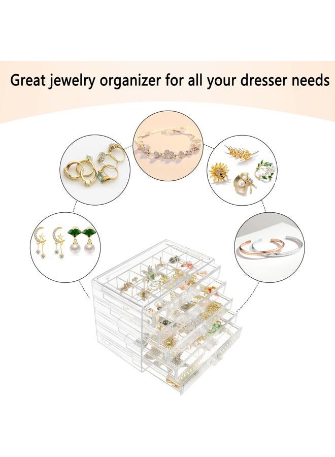 Weiai Clear Acrylic Jewelry Organizer, 90 Grids Adjustable Dividers Earrings Rings Storage Box - Image 5