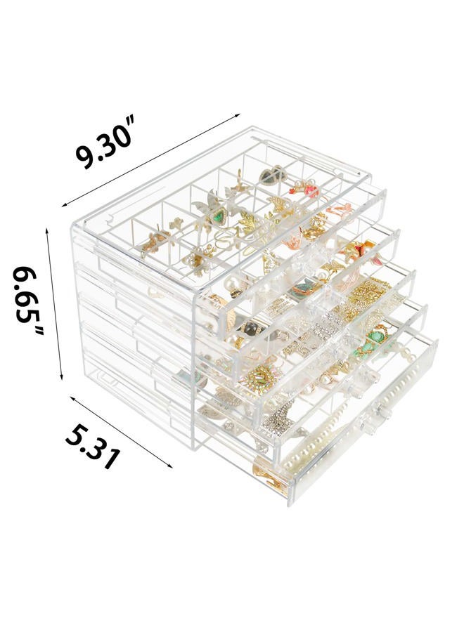 Weiai Clear Acrylic Jewelry Organizer, 90 Grids Adjustable Dividers Earrings Rings Storage Box - Image 3