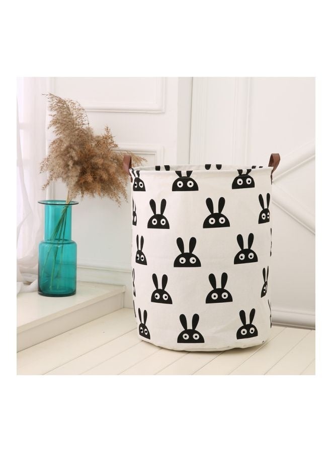 Rabbit Printed Rounded Storage Basket White/Black 40x50centimeter - Image 2