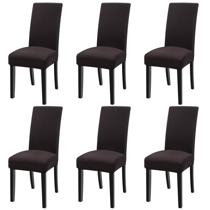 Fuloon 6 Pack Super Fit Stretch Removable Washable Short Dining Chair Protector Cover Seat Slipcover for Hotel, Dining Room, Ceremony, Banquet Wedding Party - Image 1