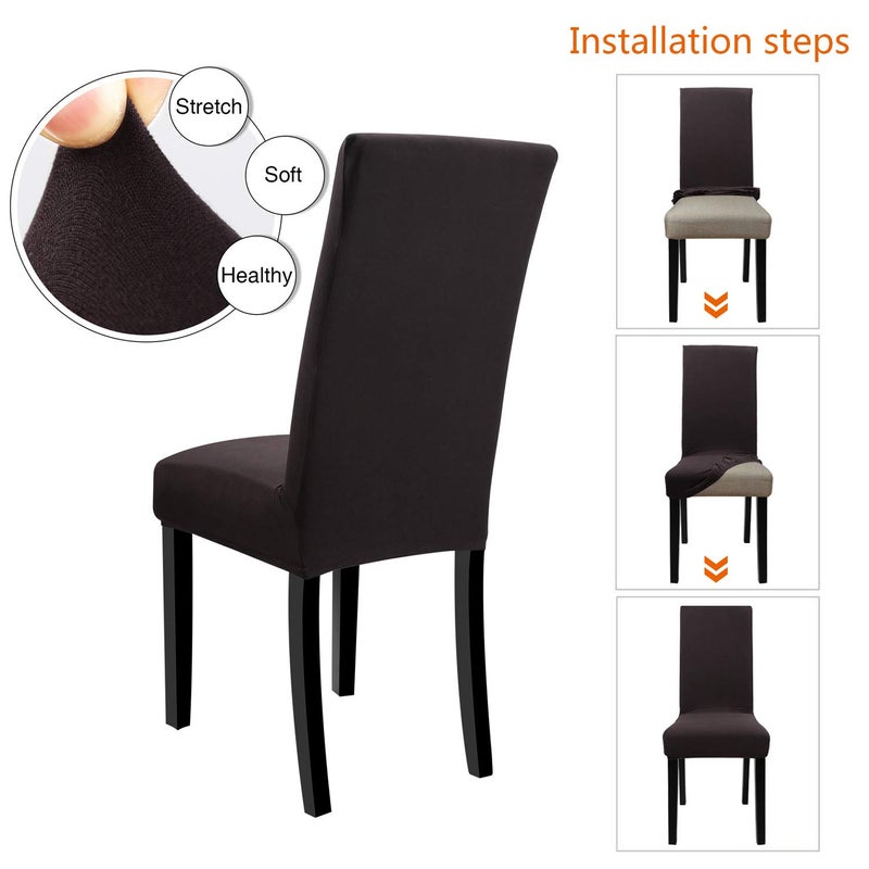 Fuloon 6 Pack Super Fit Stretch Removable Washable Short Dining Chair Protector Cover Seat Slipcover for Hotel, Dining Room, Ceremony, Banquet Wedding Party - Image 4