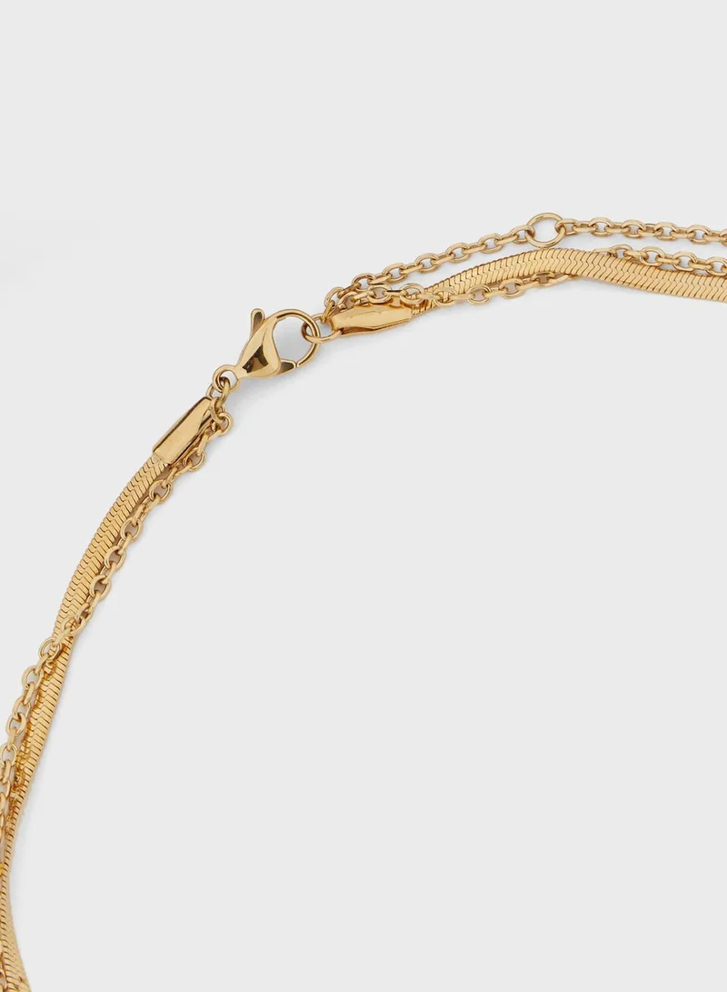 GUESS Double Chain Detail Necklace