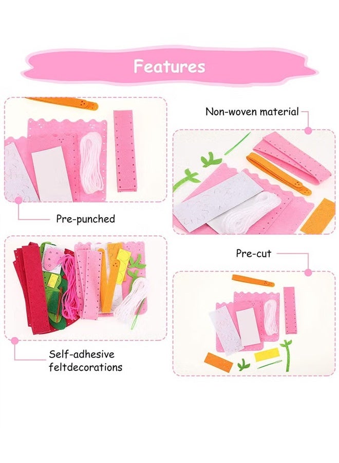 7 Pack Sewing Handbag Kit, Sew Your Own Purses and Handbags, Felt Sewing Kit with Stickers DIY Sewing Felt Craft for Girls  - Image 3