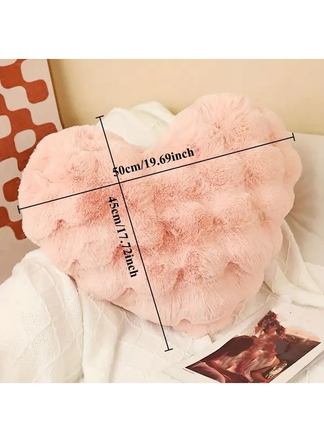 White Large Plush Rabbit Heart Pillow Soft Fluffy Warm Decorative Throw For Bedroom Sofa - Image 3