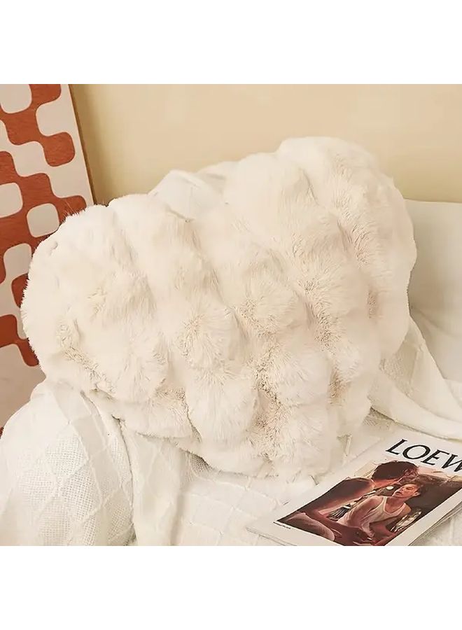 White Large Plush Rabbit Heart Pillow Soft Fluffy Warm Decorative Throw For Bedroom Sofa - Image 5