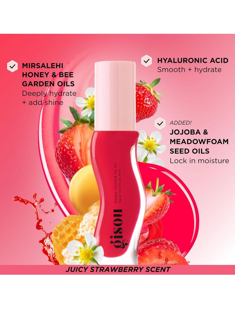 Gisou Gisoo Honey Rich Lip Moisturizing Oil (Strawberry Sorbet, Small)  - Image 2