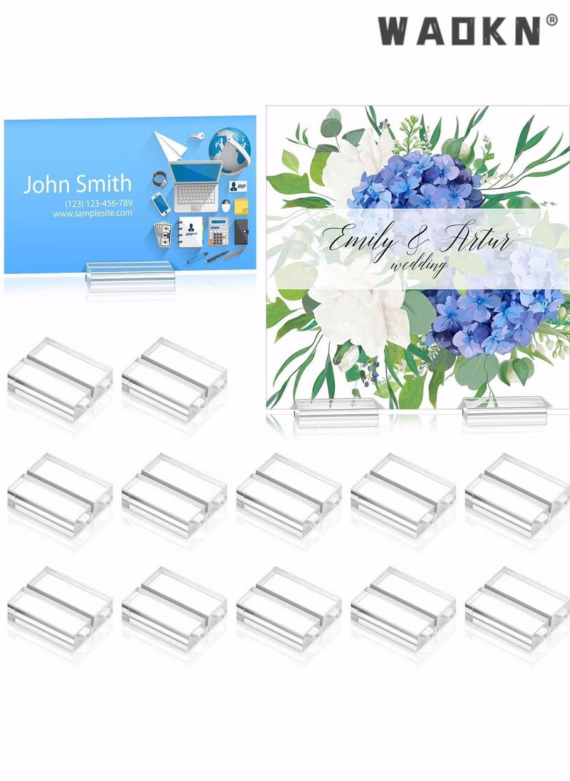 WAOKN Acrylic Stand, Card Holder Desk Number, Holds 1.2 Inch Card Holder Clear Card Display Holder for Dining Table Shop Office Wedding Photo Painting Business Card Holder (12 Pieces)  - Image 1