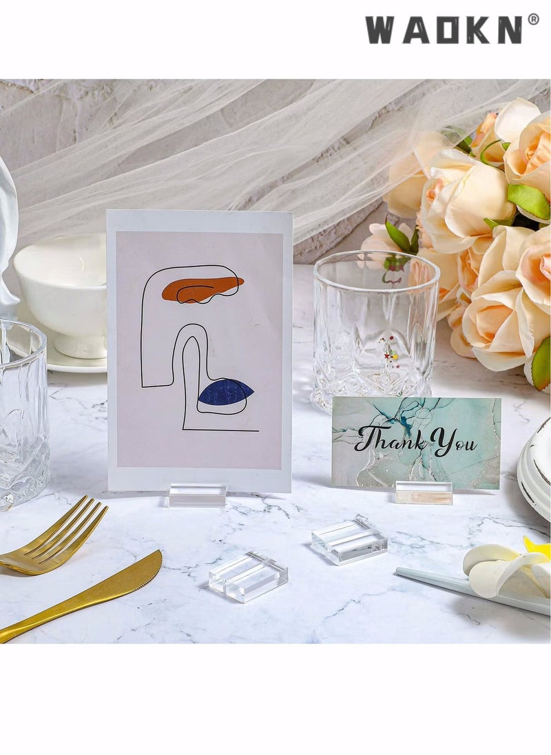 WAOKN Acrylic Stand, Card Holder Desk Number, Holds 1.2 Inch Card Holder Clear Card Display Holder for Dining Table Shop Office Wedding Photo Painting Business Card Holder (12 Pieces)  - Image 5