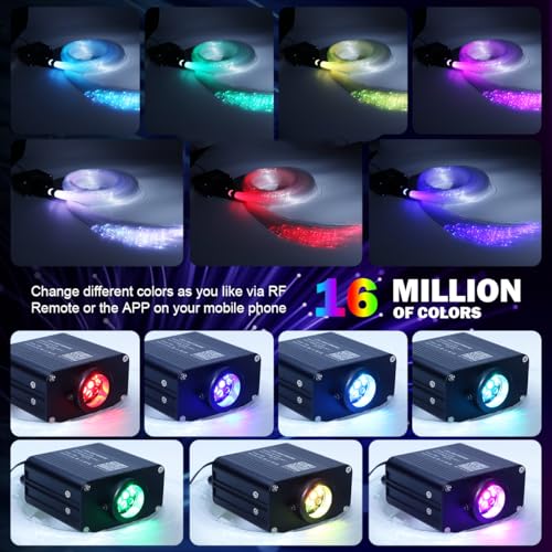 AMKI 16W Starlight Headliner Kit TwinkleSound Activated 650pcs 003in 98ft Cable End Glow Fiber Optic Light APPRemote Control RGBW Starlight Box for Car Home Star Ceiling Decor - Image 3