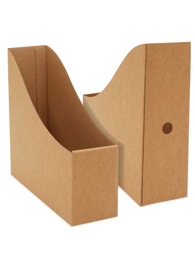 Juvale 8 Pack Kraft Paper Material Cardboard Magazine Holder with Labels for Bookshelf, Desktop File Organizer for Documents (3.5 x 10.2 x 10.6 In) - Image 5