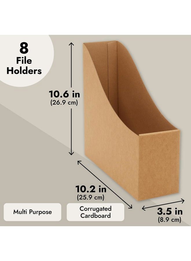 Juvale 8 Pack Kraft Paper Material Cardboard Magazine Holder with Labels for Bookshelf, Desktop File Organizer for Documents (3.5 x 10.2 x 10.6 In) - Image 3