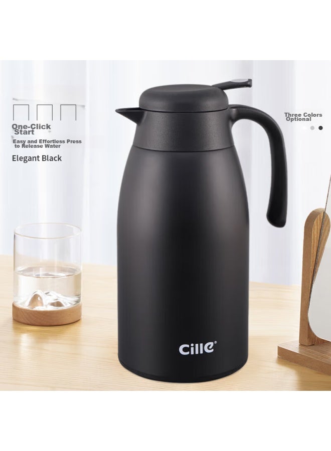 cille Xile Home Multi-purpose Large Capacity Kettle, 304 Stainless Steel Grinding Inner Pot, Hot Water Kettle For Office, Warm Water Kettle, Black, 2.2l - Image 1