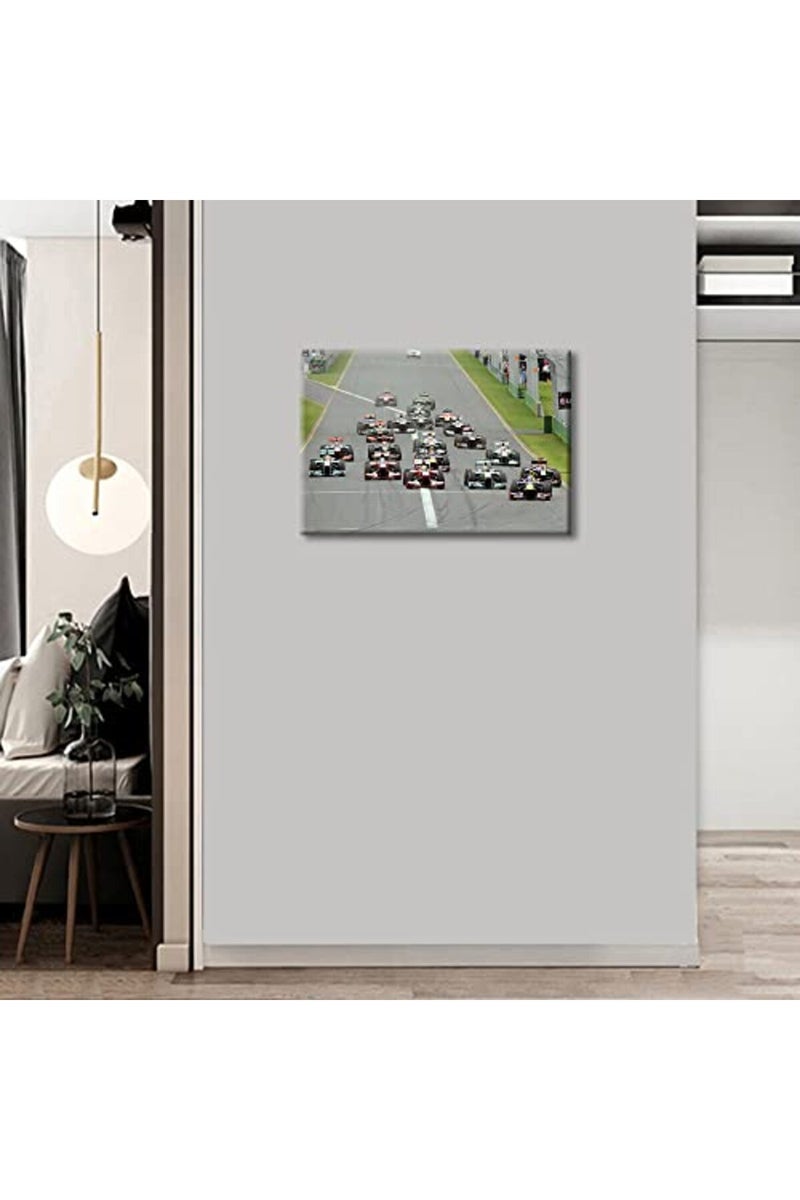 TISHIRON Canvas Wall Art F1 Racing Car Urban Championship World Series Championship Sports Giclee Poster Modern Home Sports Decor for Home Living Room Office Dining Room Framed Ready to Hang - 24"W x 16"H - Image 4