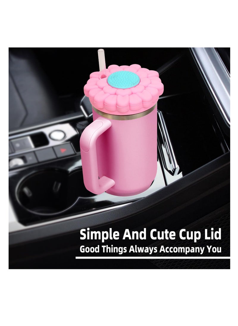 Excefore Flower Silicone Cover for Stanley Cup 40 Oz, Dustproof Scratch Lid Case, Reusable Cute Flower Protective Straw Cover, Accessories decoration Cover for Stanley Cup, Pink Flower  - Image 5