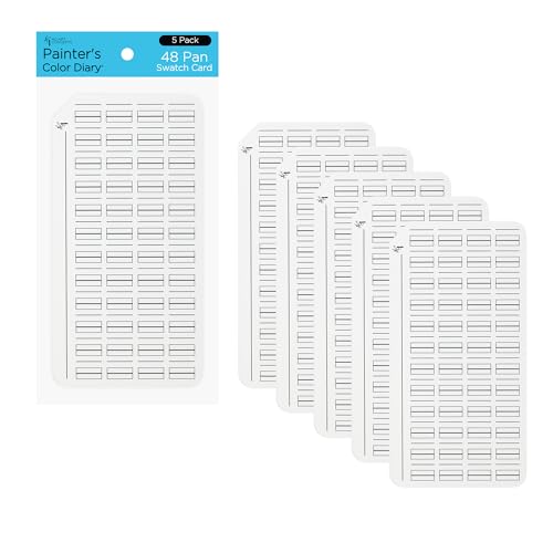 HG Art Concepts Painters Color Diary Watercolor Swatch Card, 48-Pan Size, 5-Pk, 140 lb Hot Press 100% Cotton Paper, Fits New York Central Palette Box, Color Swatch Book for Markers & Colored Pencil - Image 1