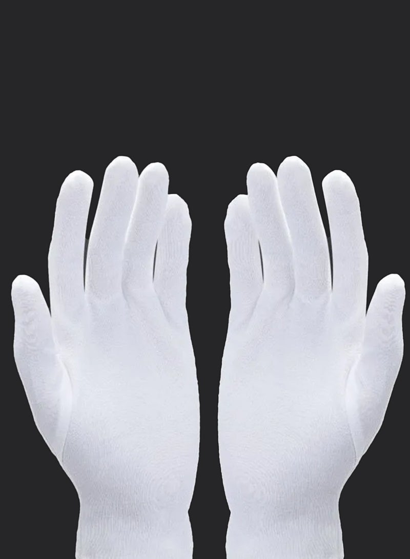 96 PCS Cotton Gloves for Eczema and Dry Hands, Moisturizing Work Liners with Spa Benefits, Stretchy Fit for Sensitive Skin (White, One Size)48 Pairs - Image 3