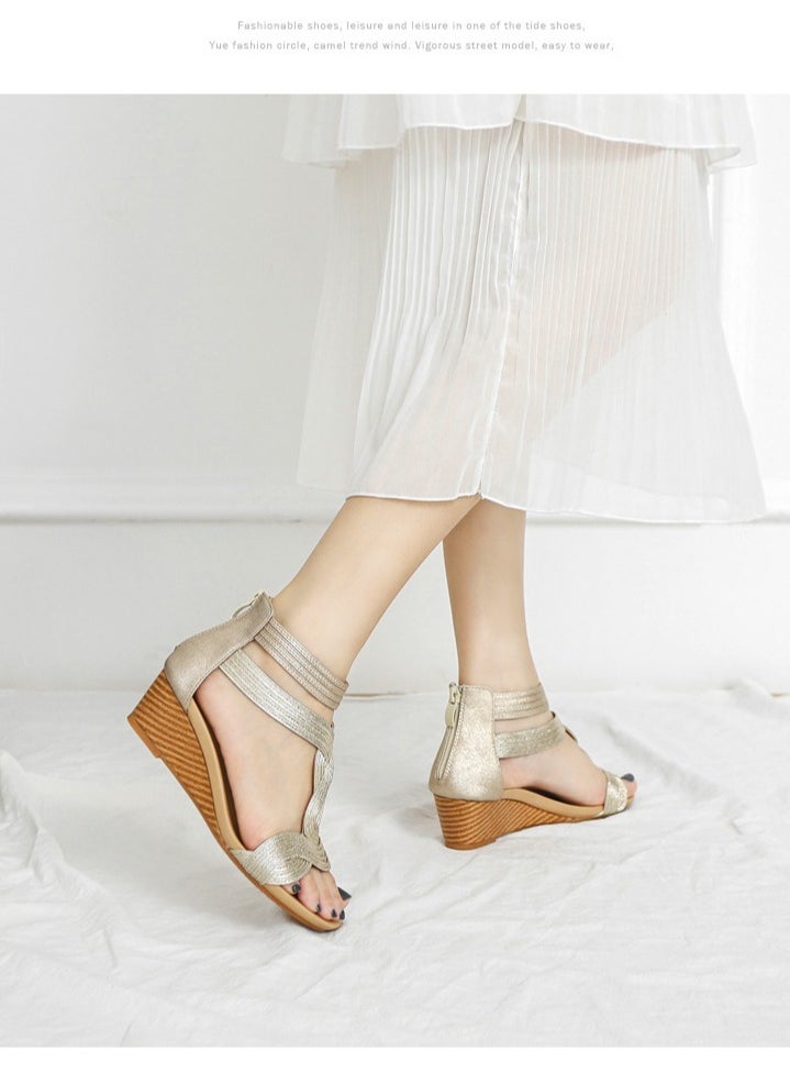 SIKETU Sandals Women's Wedge Sandals, Summer Women's Shoes, Back Zipper Roman Sandals  - Image 2