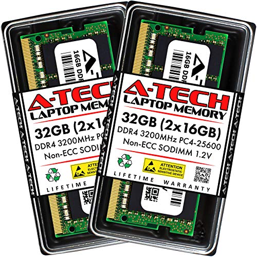 A-Tech 32GB (2x16GB) DDR4 3200 MHz SODIMM PC4-25600 (PC4-3200AA) CL22 Non-ECC Laptop RAM Memory Modules - Image 1