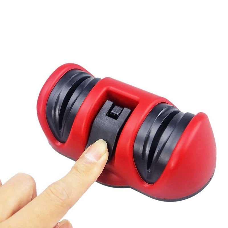 Lexazo Kitchen Two Stages Knife Dual Diamond Sharpener Vacuum Sucker AntiSlip Ceramics Abrasive Wheel Sharpening Stone with Suction Pad Grinder Safety Red Kitchen Tool Set - Image 5