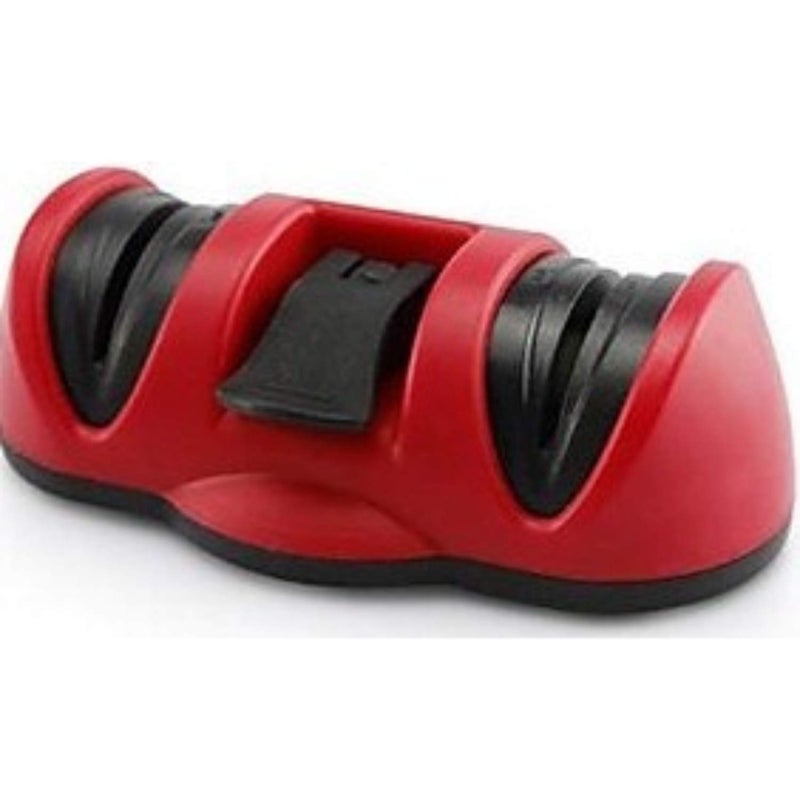 Lexazo Kitchen Two Stages Knife Dual Diamond Sharpener Vacuum Sucker AntiSlip Ceramics Abrasive Wheel Sharpening Stone with Suction Pad Grinder Safety Red Kitchen Tool Set - Image 1