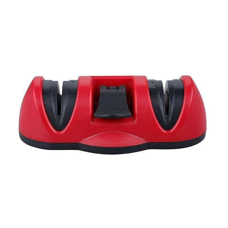 Lexazo Kitchen Two Stages Knife Dual Diamond Sharpener Vacuum Sucker AntiSlip Ceramics Abrasive Wheel Sharpening Stone with Suction Pad Grinder Safety Red Kitchen Tool Set - Image 3