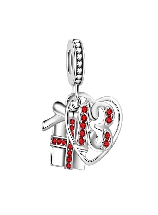 SBI Jewelry Number 13 Charm fits Pandora Charms Bracelets Red July Birthstone Gift for Women Birthday Jewelry Gifts - Image 1