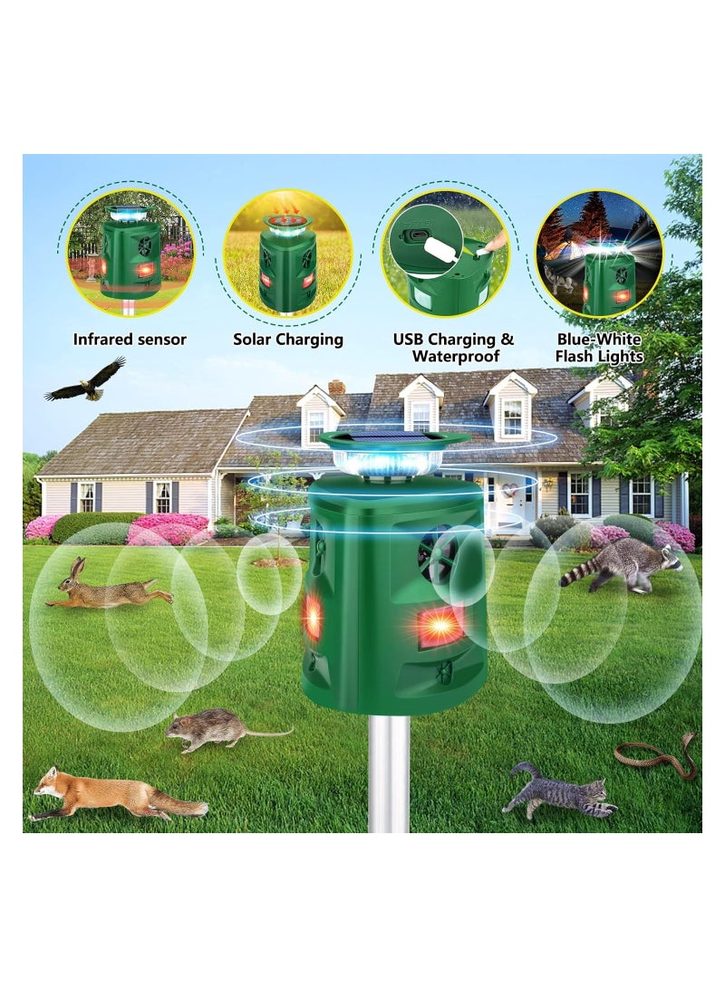 SYOSI Solar Animal Repeller,  360°Ultrasonic Animal Repeller, Cat Repellent Outdoor, Dog Repellent, Motion Sensor & Flashing Light, Protect Yards, Lawn Gardens - Image 3